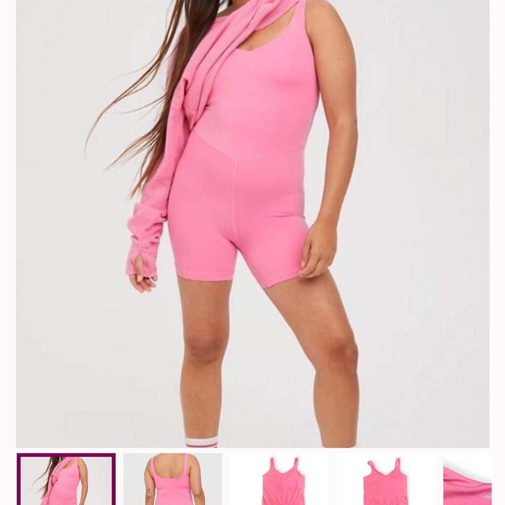 Aerie Offline Real Me Pink Sleeveless Romper Size Large